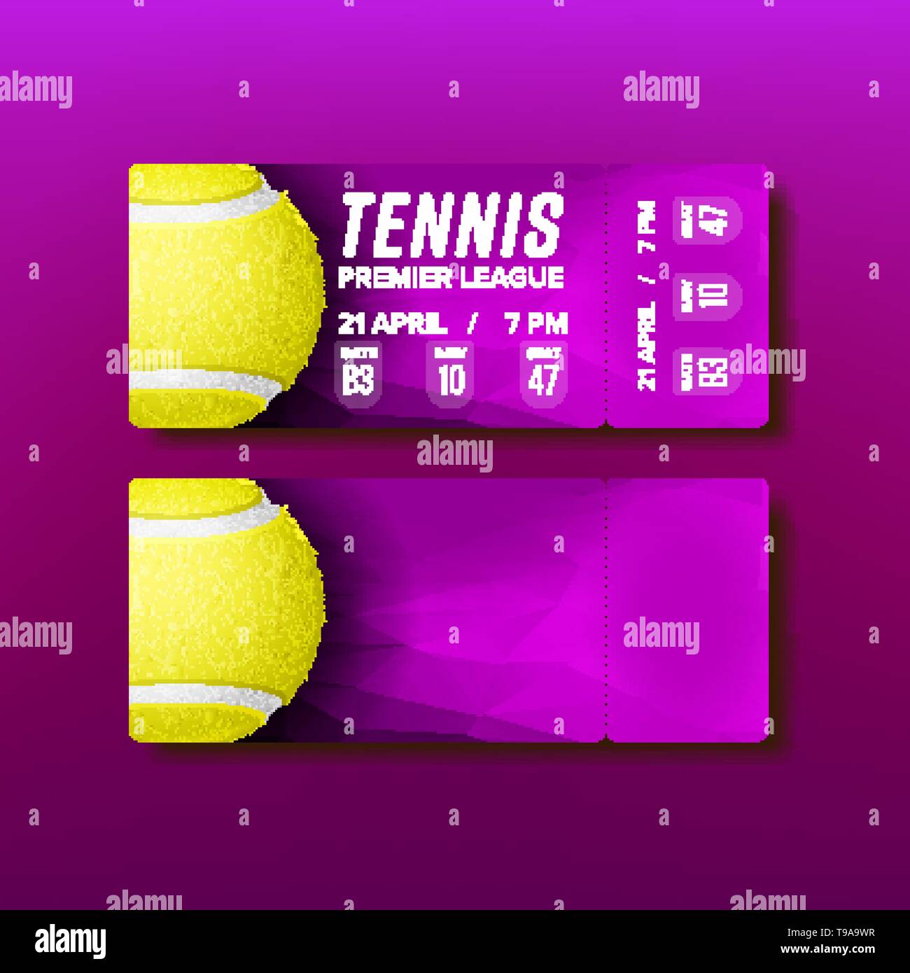 Ticket Tearoff Coupon Visit Tennis Match Vector Stock Vector Image