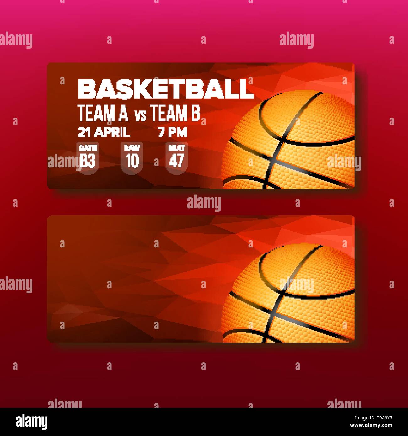 Red Coupon On Basketball Game Template Vector Stock Vector Image & Art