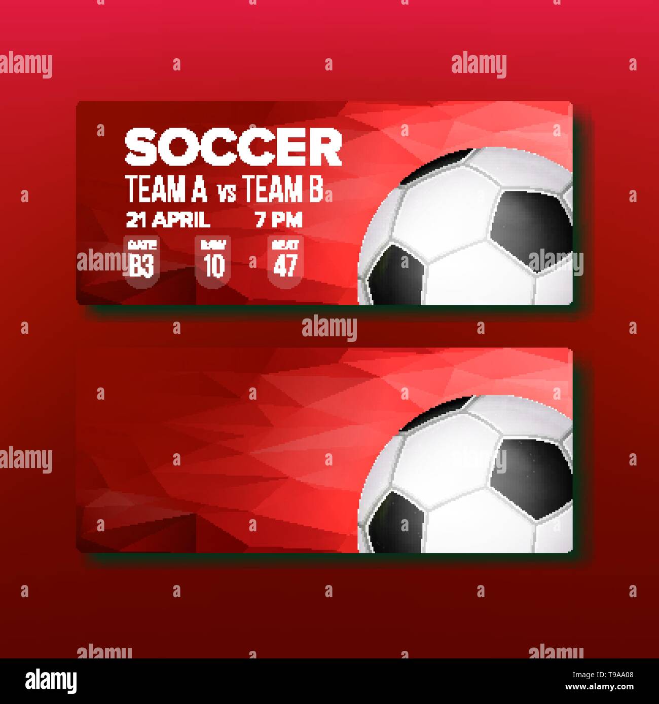 Red Coupon On Soccer Sport Game Template Vector Stock Vector Image ...