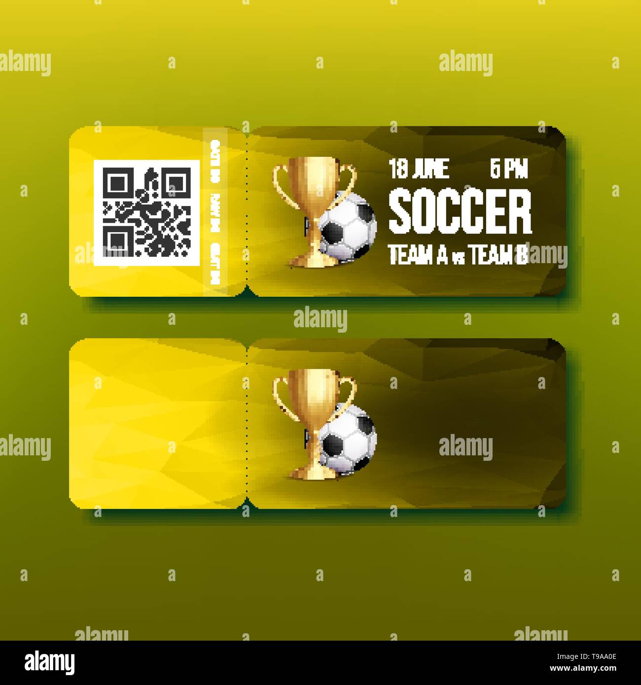 Ticket With Tearoff Coupon On Soccer Match Vector Stock Vector Image