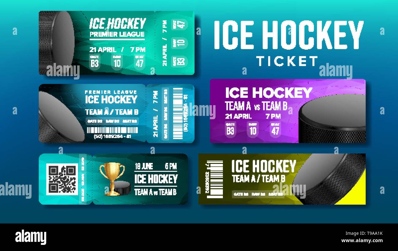 Stylish Design Ice Hockey Game Tickets Set Vector Stock Vector Image