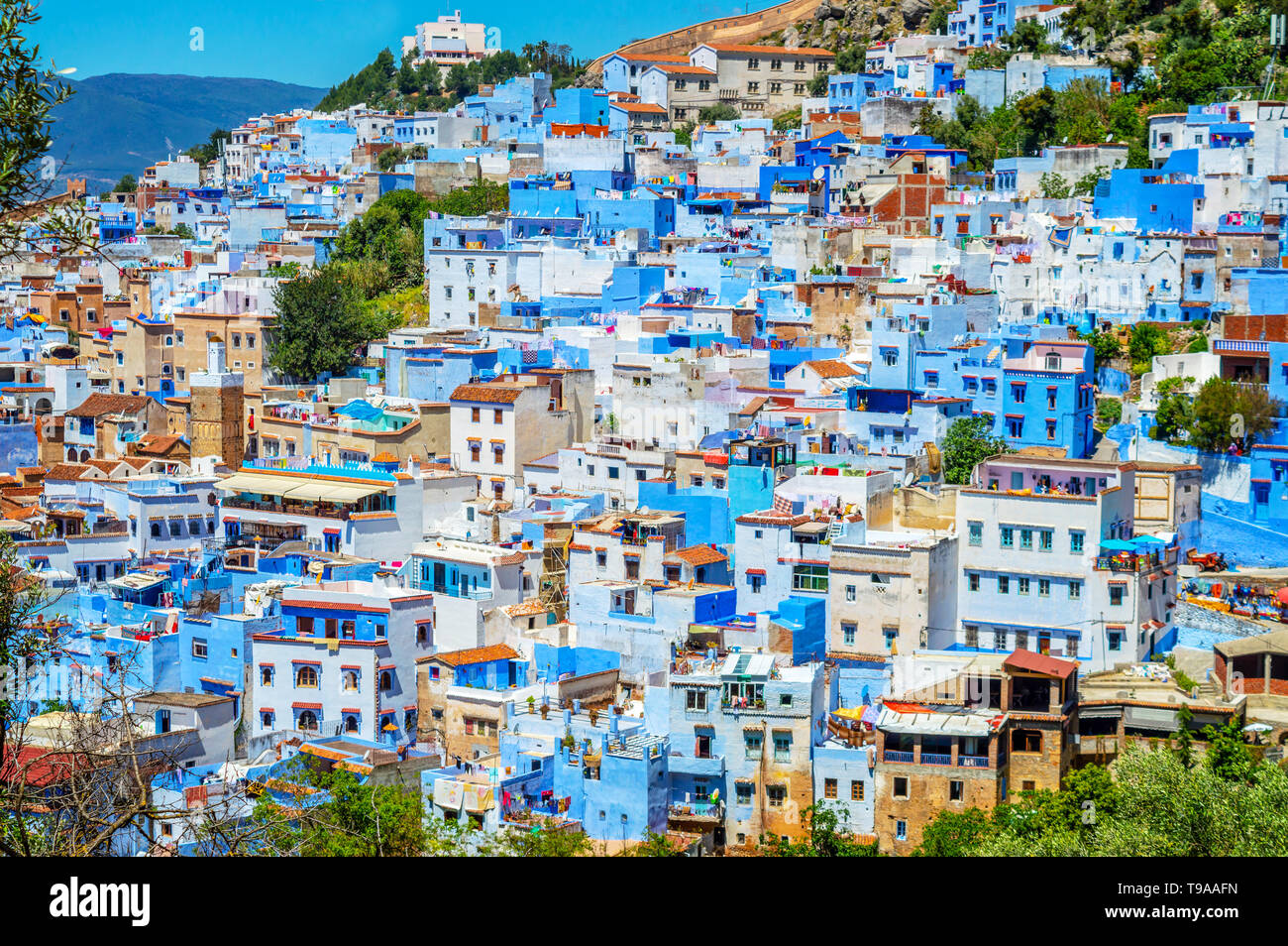 View of the blue city of Chefchaouen in Morocco Stock Photo