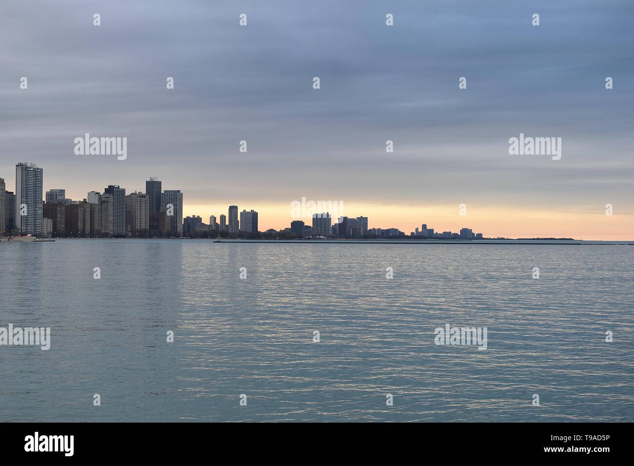 The iconic Chicago Navy Pier in Lake Michigan along the Chicago coastline, Near North Side, Chicago, Illinois, USA Stock Photo