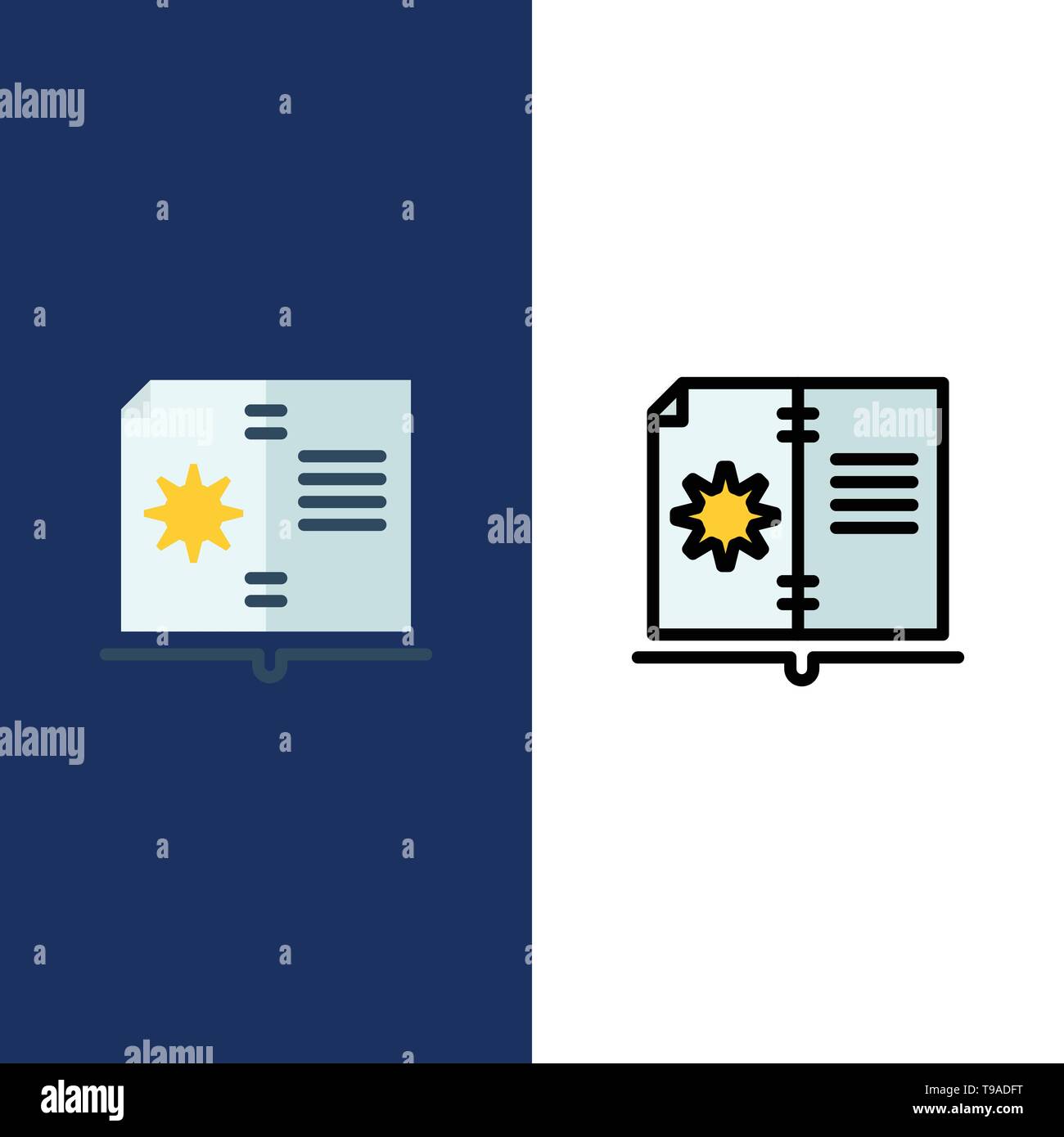 Book, Guide, Hardware, Instruction Icons. Flat and Line Filled Icon Set
