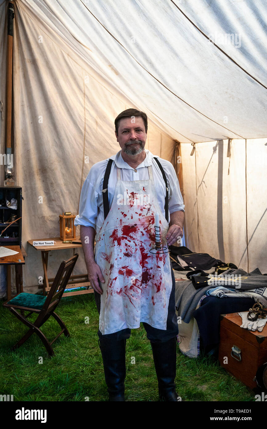Civil War Era surgeon reenactor, Fort Stanton Live!, Fort Stanton, New Mexico USA Stock Photo