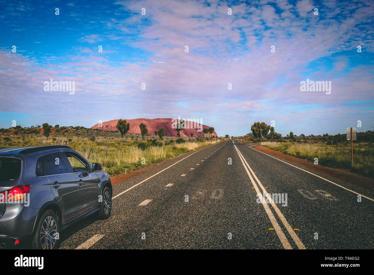 Road To The Ayers Rock, Central Australia Stock Photo