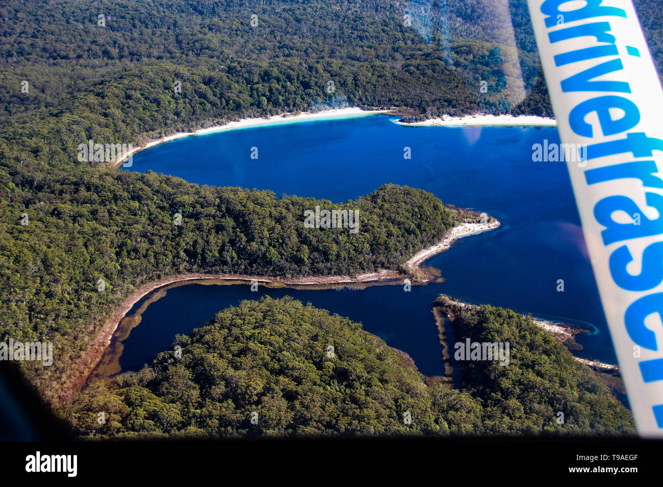 Lake Mckenzie On Fraser Island, View Out Of An Airplane Stock Photo