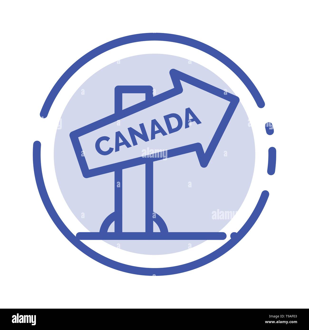Canada, Direction, Location, Sign Blue Dotted Line Line Icon Stock