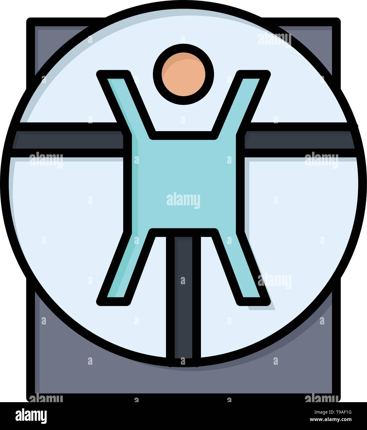 Vitruvian, Man, Medical, Scene  Flat Color Icon. Vector icon banner Template Stock Vector