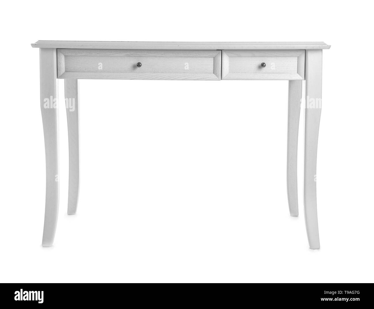 Modern table on white background Stock Photo - Alamy