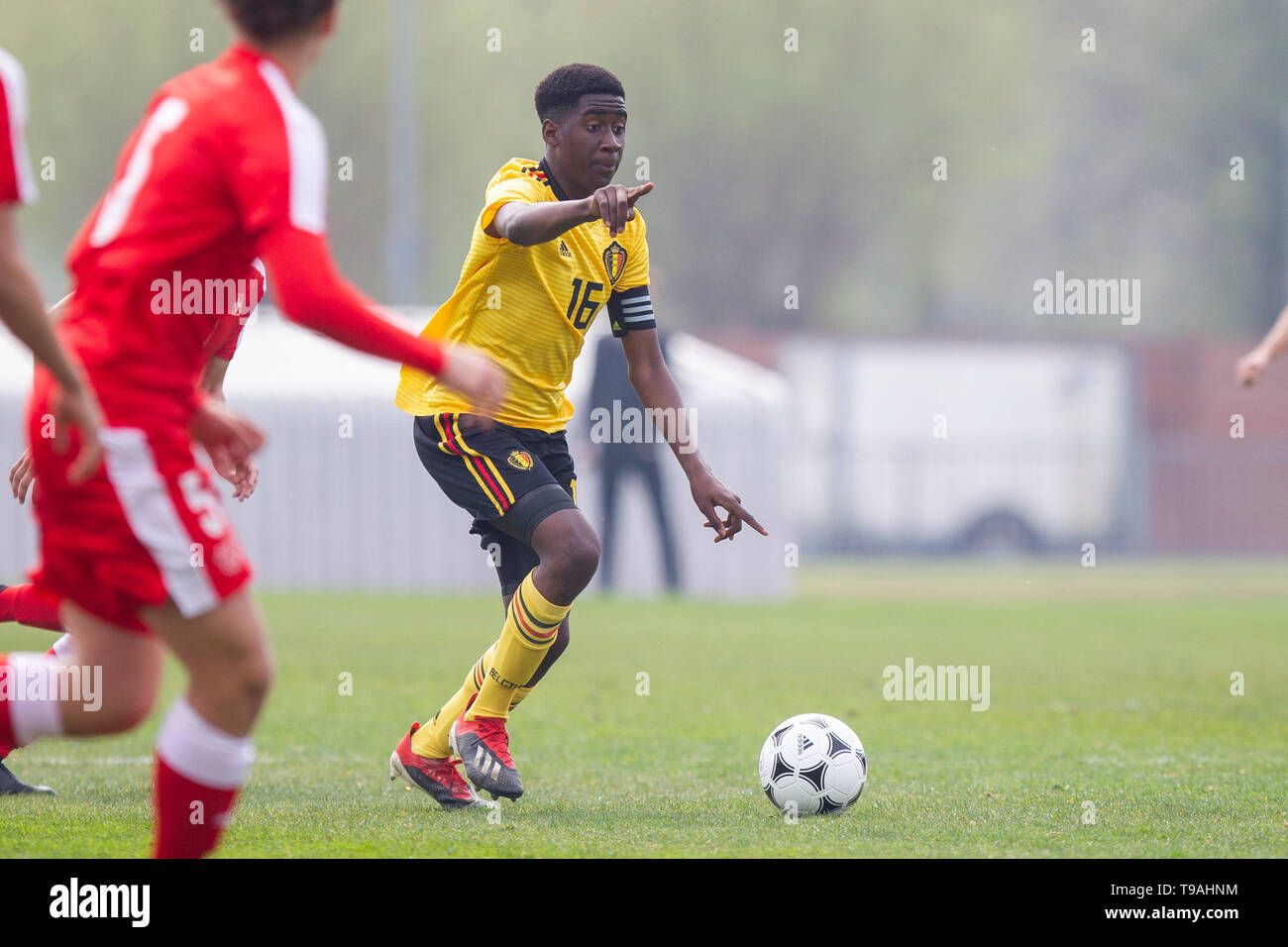 Newport, Wales, UK, April 17th 2019. Lucas Mondele of Belgium during the Tri-Nations Under 15 International Friendly match between Belgium and Switzer Stock Photo