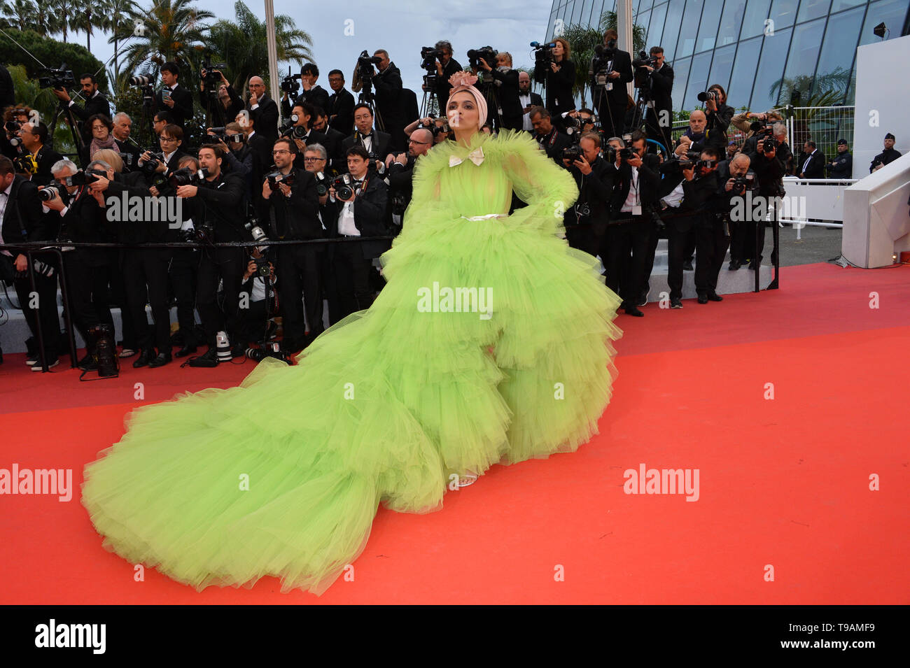 deepika padukone green dress cannes Deepika Padukone At Cannes 2019: Neon Green Gown & Turban | VOGUE India