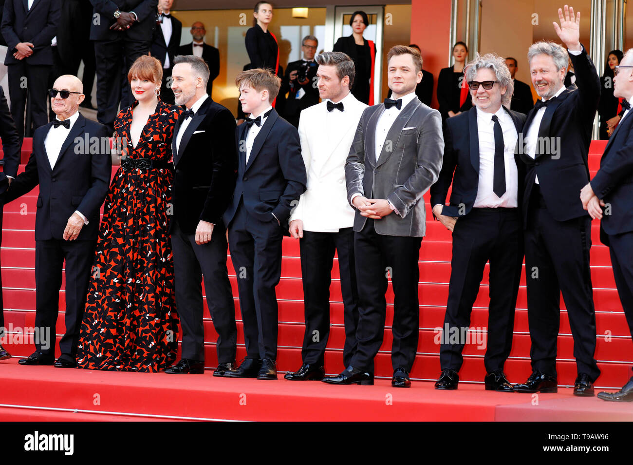 Giles Martin, Bernie Taupin, Bryce Dallas Howard, David Furnish, Kit Connor, Richard Madden, Taron Egerton, Dexter Fletcher and Adam Bohling attending the 'Rocketman' premiere during the 72nd Cannes Film Festival at the Palais des Festivals on May 16, 2019 in Cannes, France Stock Photo