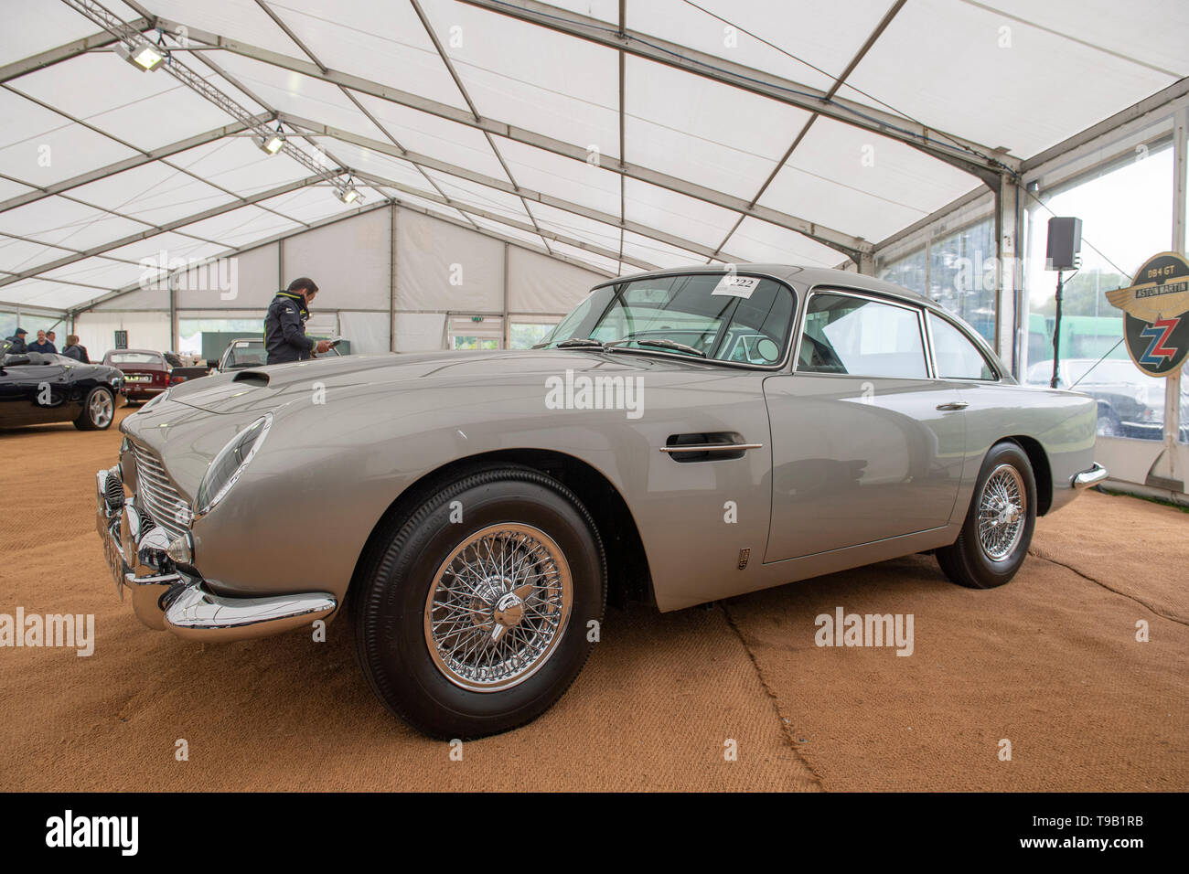 The Wormsley Estate, Stokenchurch, UK. 18th May 2019. 20th Anniversary edition of Bonhams annual sale dedicated to Aston Martin and Lagonda takes place on 19th May 2019. Image: 1964 Aston Martin DB5 Sports Saloon, estimate £620,000-680,000. Credit: Malcolm Park/Alamy Live News. Stock Photo