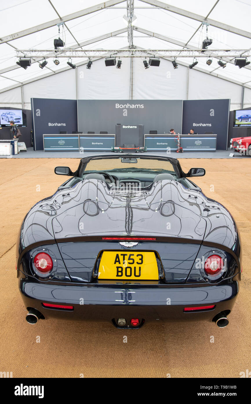 The Wormsley Estate, Stokenchurch, UK. 18th May 2019. 20th Anniversary edition of Bonhams annual sale dedicated to Aston Martin and Lagonda takes place on 19th May 2019. Image: 2004 Aston Martin DB AR1 Roadster, estimate £300,000-350,000. Credit: Malcolm Park/Alamy Live News. Stock Photo