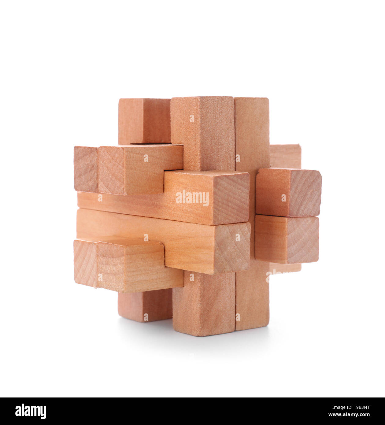 Wooden puzzle on white background Stock Photo - Alamy