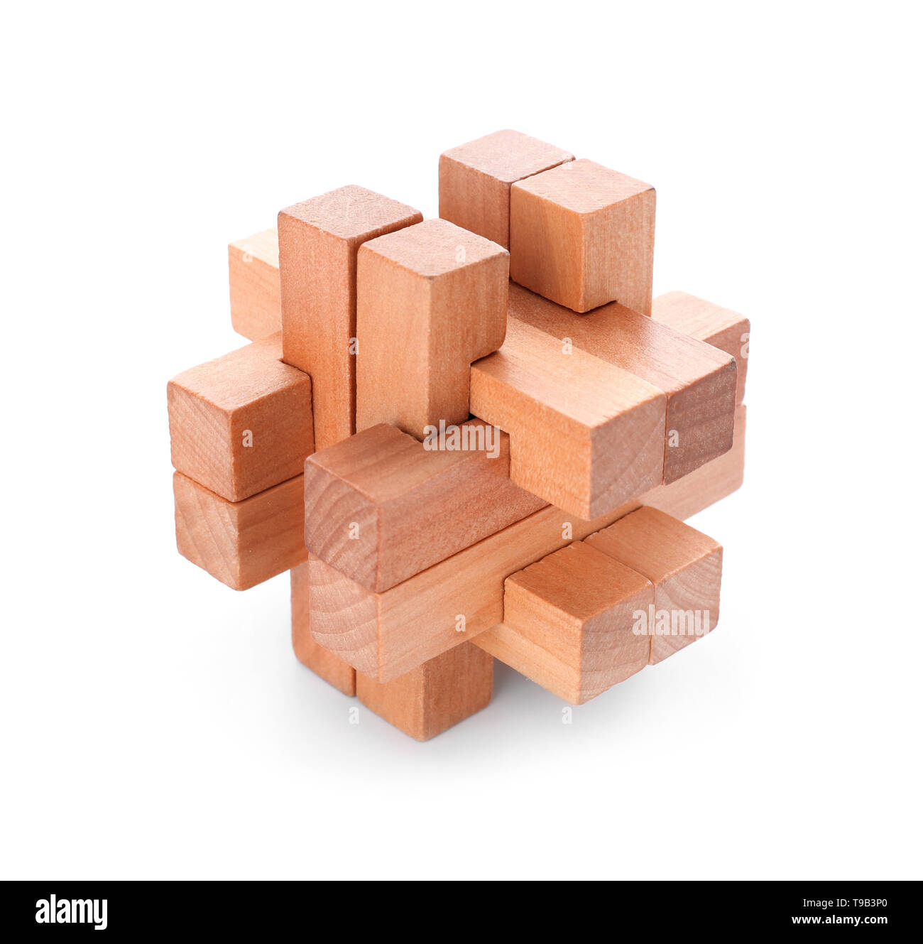 Wooden puzzle on white background Stock Photo - Alamy