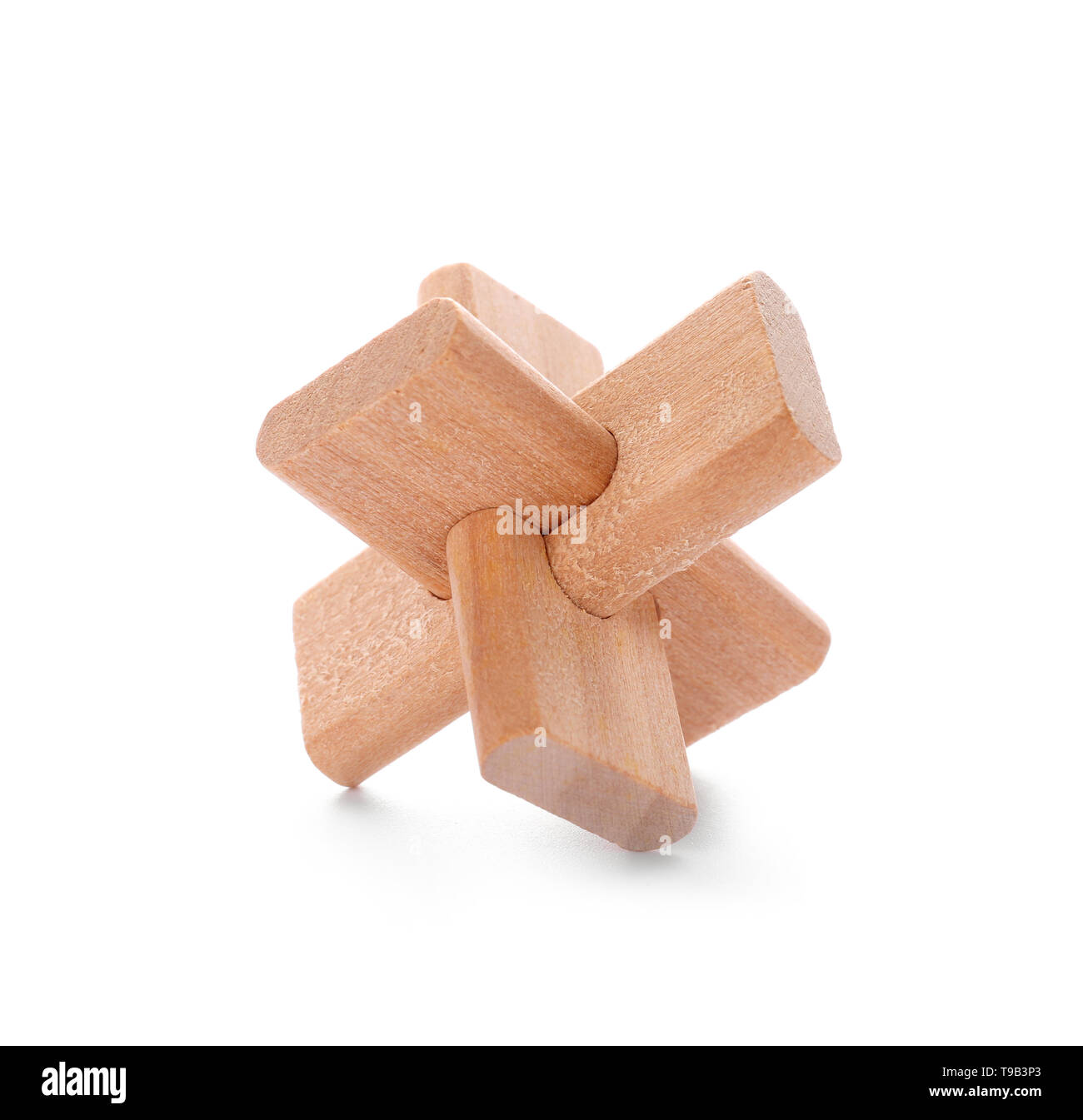 Wooden puzzle on white background Stock Photo - Alamy
