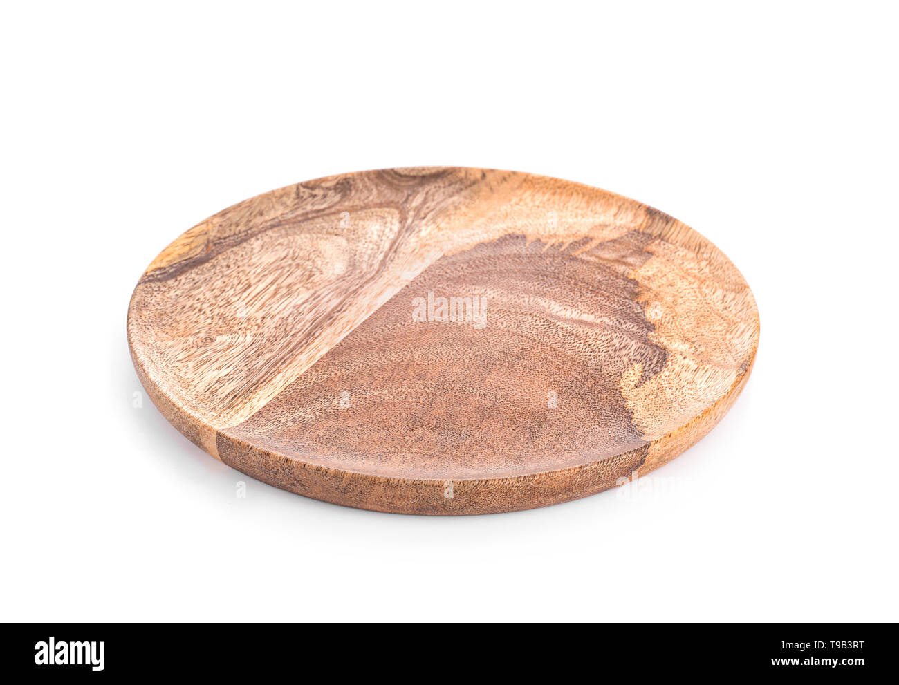 Wooden plate on white background Stock Photo - Alamy