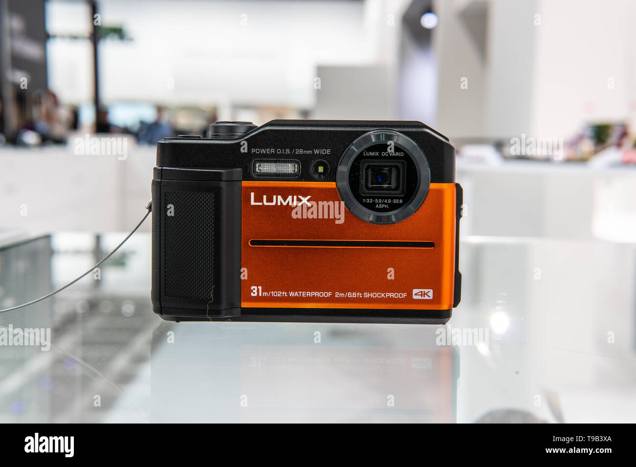 Panasonic Lumix 4K WIFI Waterproof Shockproof Camera on display at Panasonic exhibition showroom, stand at Global Innovations Show IFA 2018 Stock Photo - Alamy