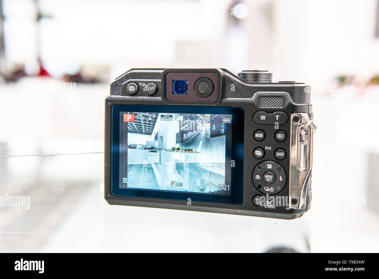 Panasonic Lumix DMC-FT7 4K WIFI Waterproof Shockproof Camera on display at Panasonic exhibition showroom, stand at Global Innovations Show IFA 2018 Stock Photo