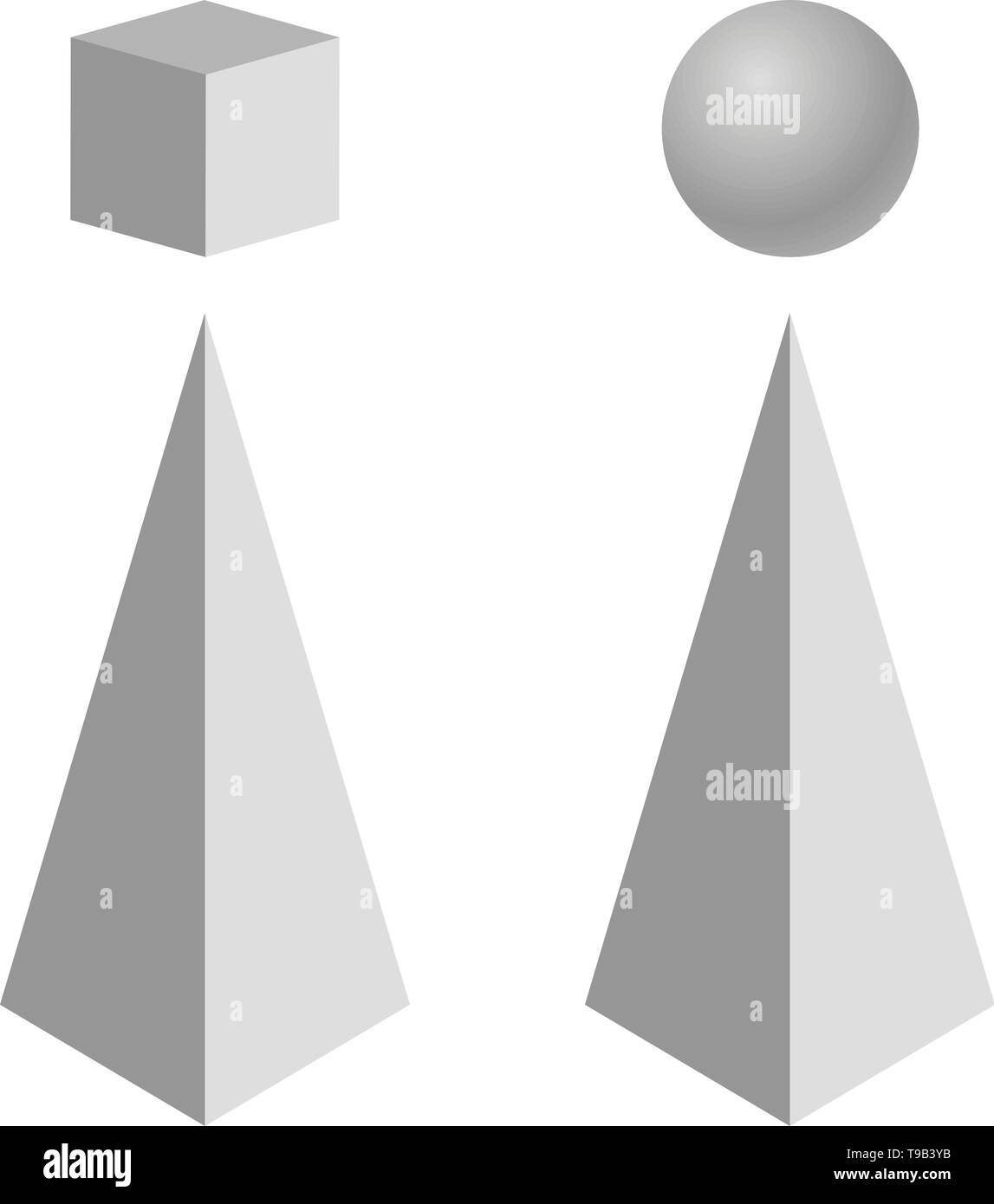 Cone / Pyramid with cube and sphere at top Stock Vector Image & Art Alamy