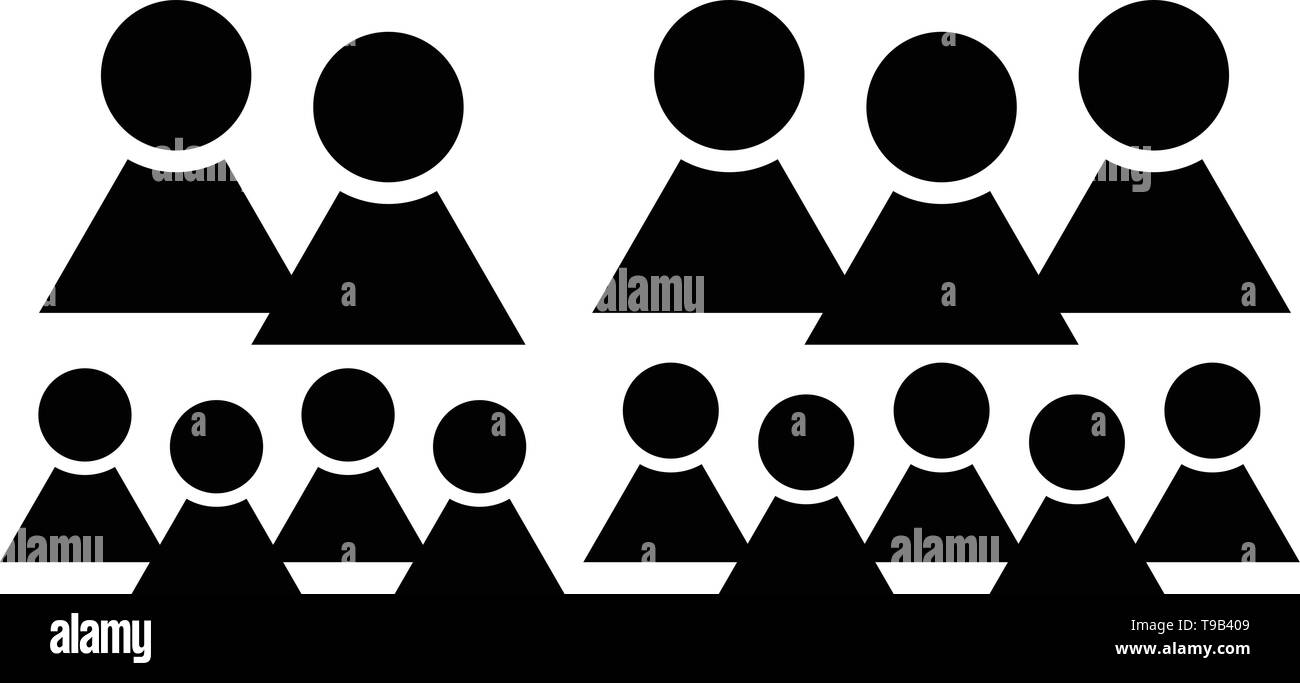 Characters, figuers symbol. Group with different number of members Stock Vector