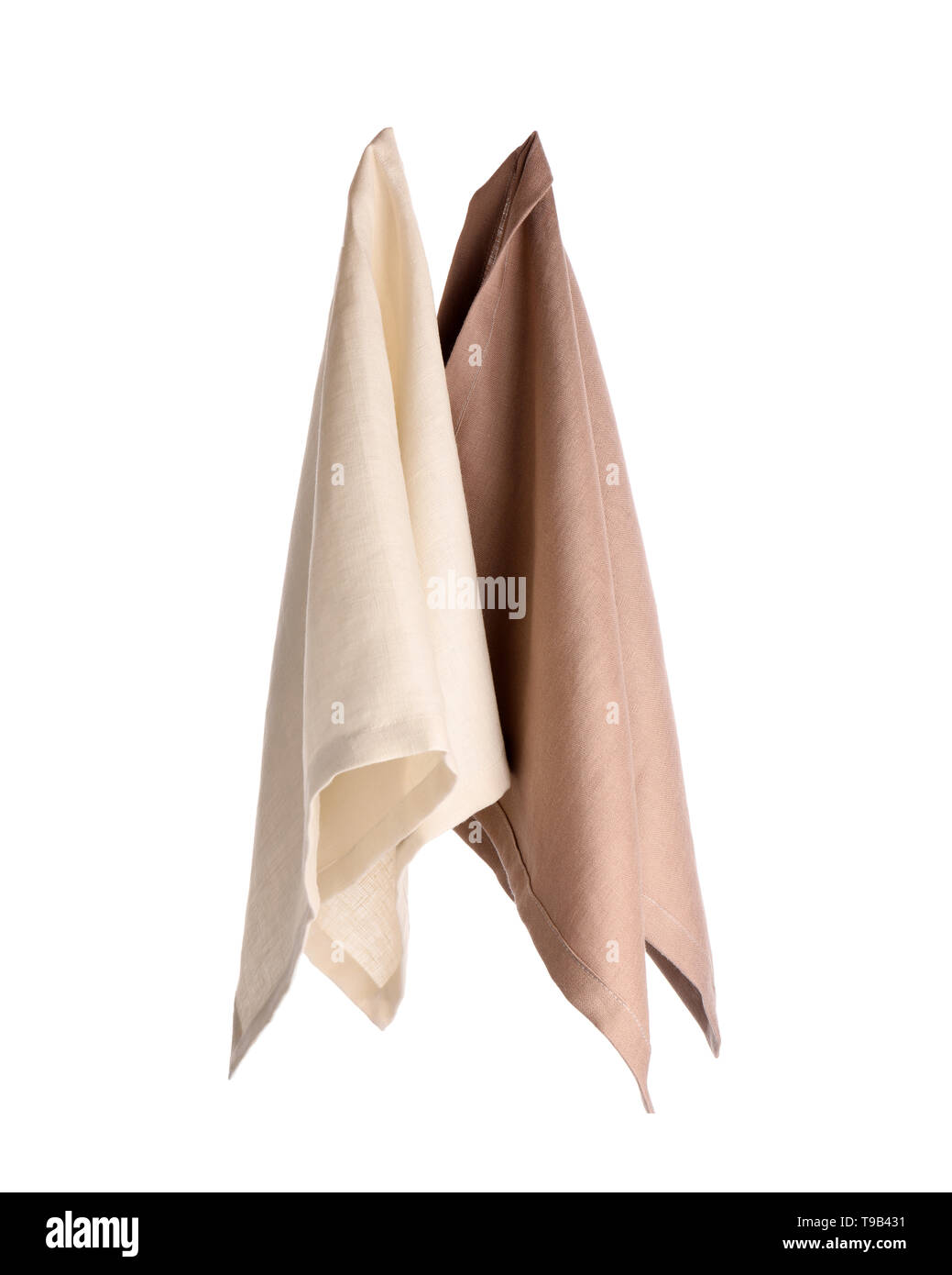 Clean kitchen towels on white background Stock Photo