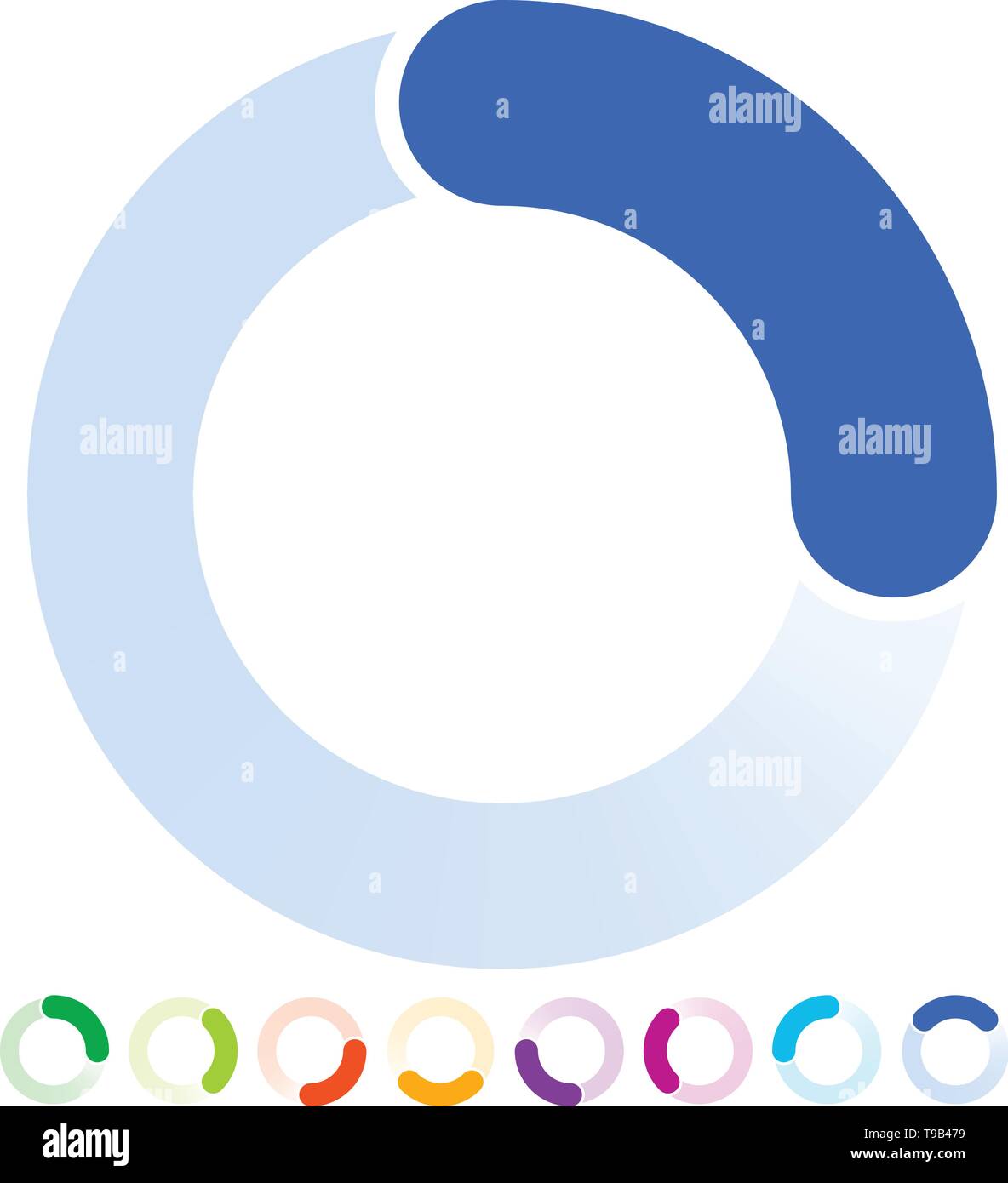 Circular progress indicator, preloader element set at 8 angles Stock ...
