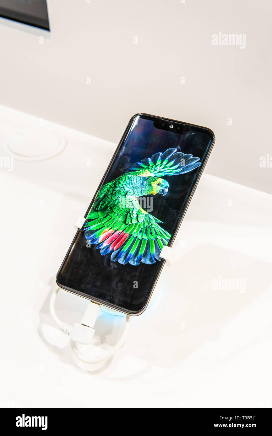 Sharp smartphone on display from 2018, with Android at Sharp exhibition ...
