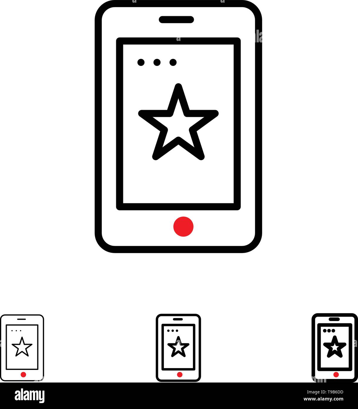 Mobile, Phone, Cell, Ireland Bold and thin black line icon set Stock