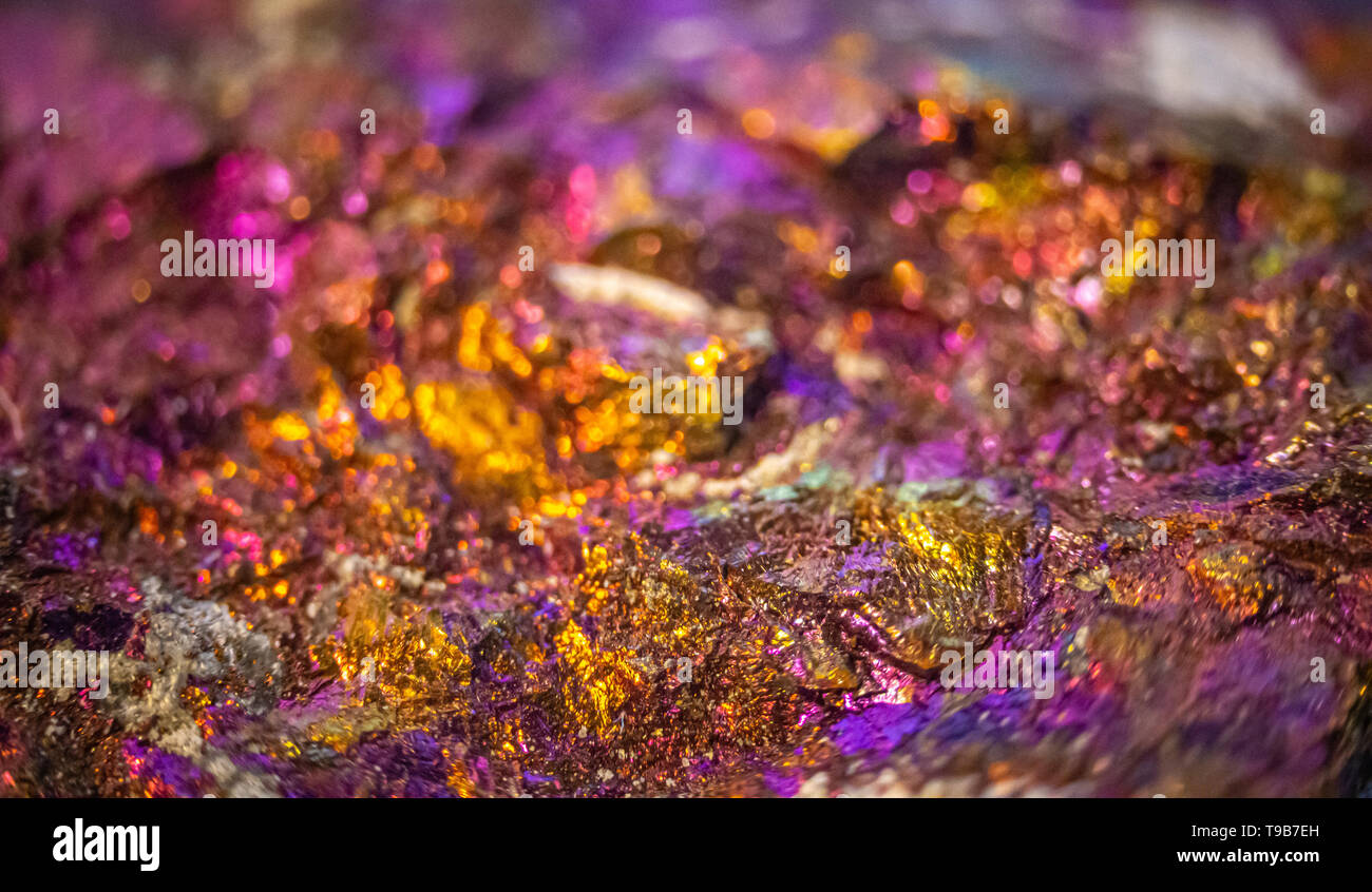 colorful copper gem stone close up detail background absract Stock