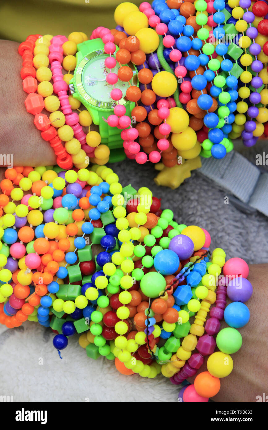 Bracelets en perles de couleurs. Gay Pride march in Paris. France Stock  Photo - Alamy