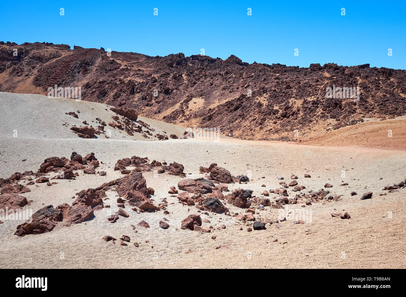 Mars like landscape of Mount Teide in Teide National Park, Tenerife, Spain. Stock Photo
