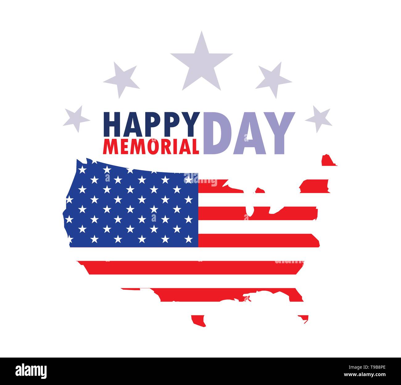 happy memorial day card with flag and map usa vector illustration ...