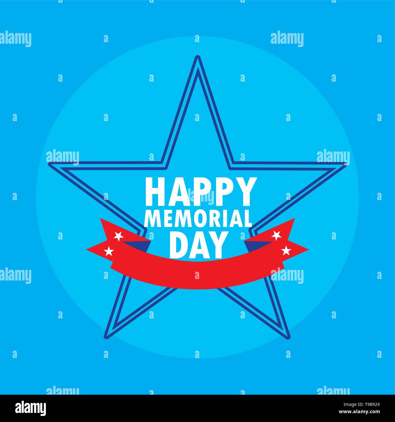 happy memorial day card with star and ribbon vector illustration design ...