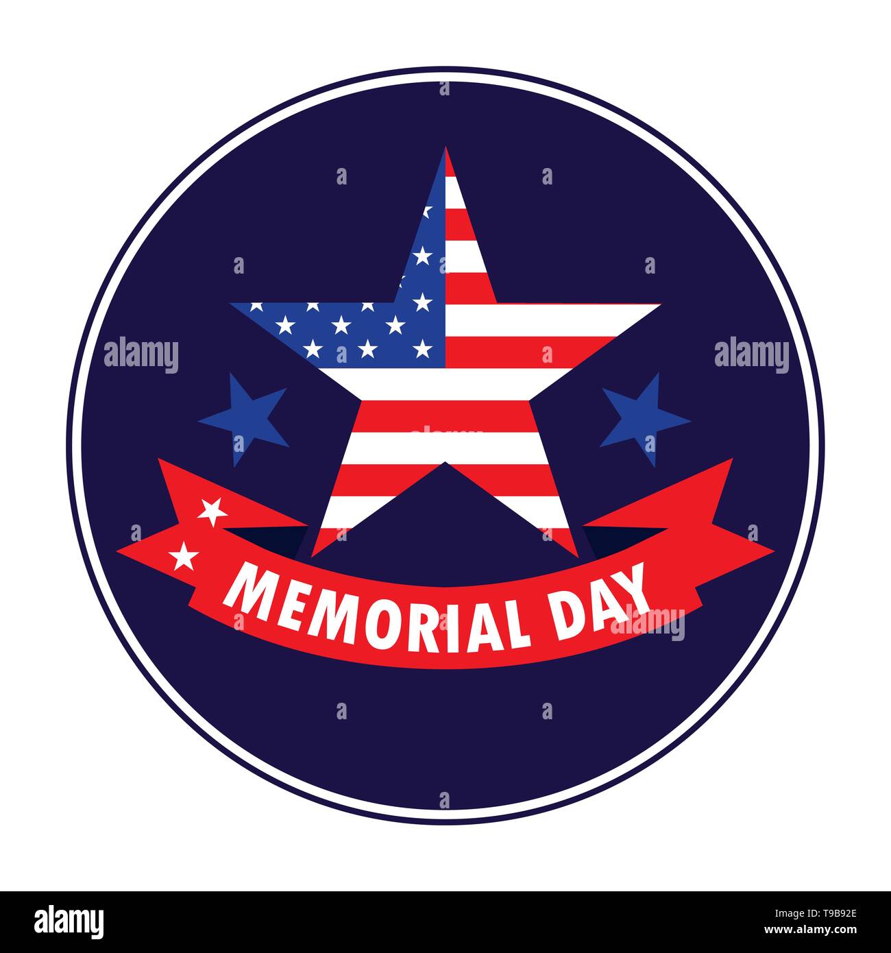 happy memorial day card with star and flag usa vector illustration ...