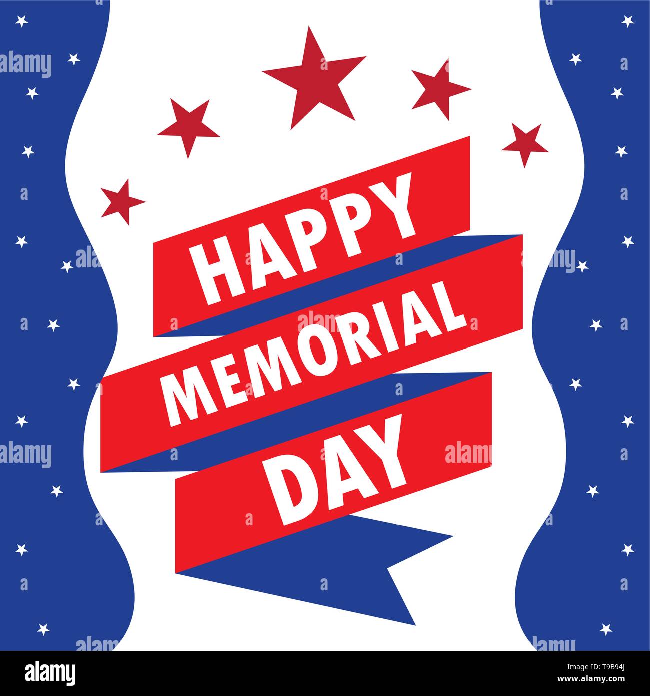 happy memorial day card with ribbon and stars vector illustration ...