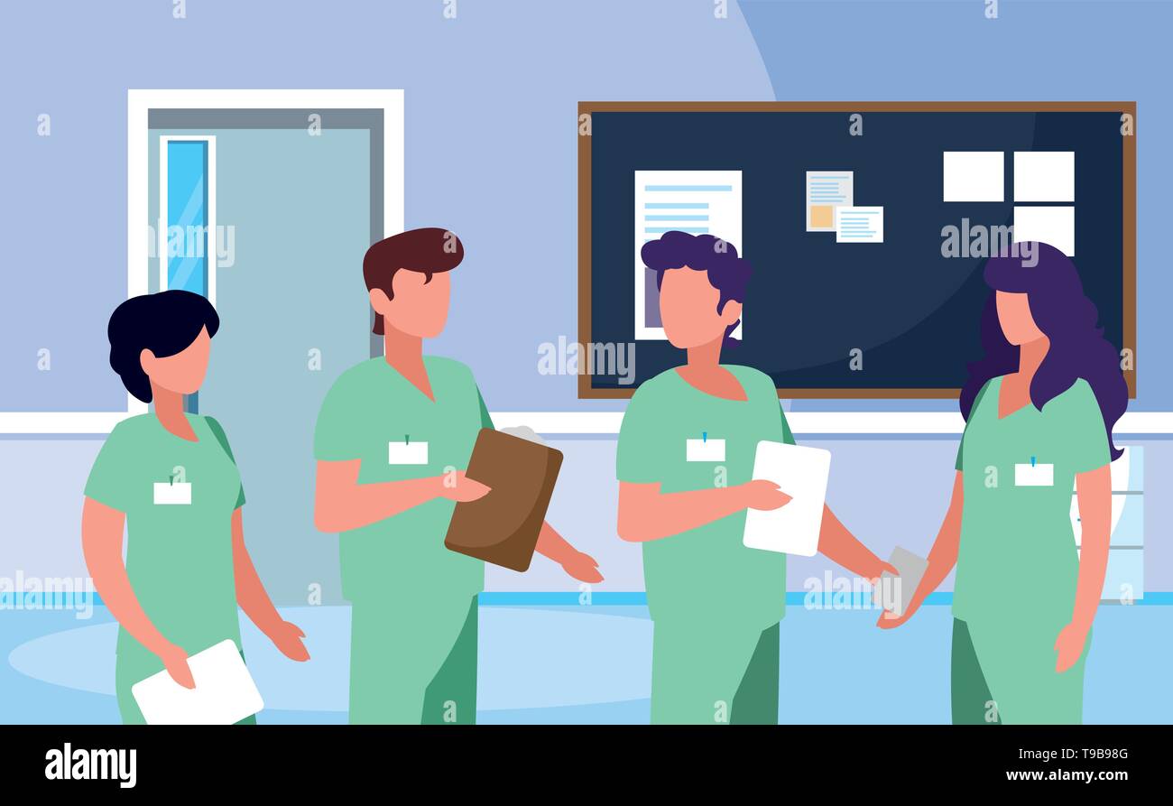 Hospital healthcare professionals at work vector medical clinic hi-res ...