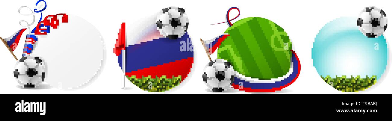 Soccer ball russia buttons vector set Stock Vector