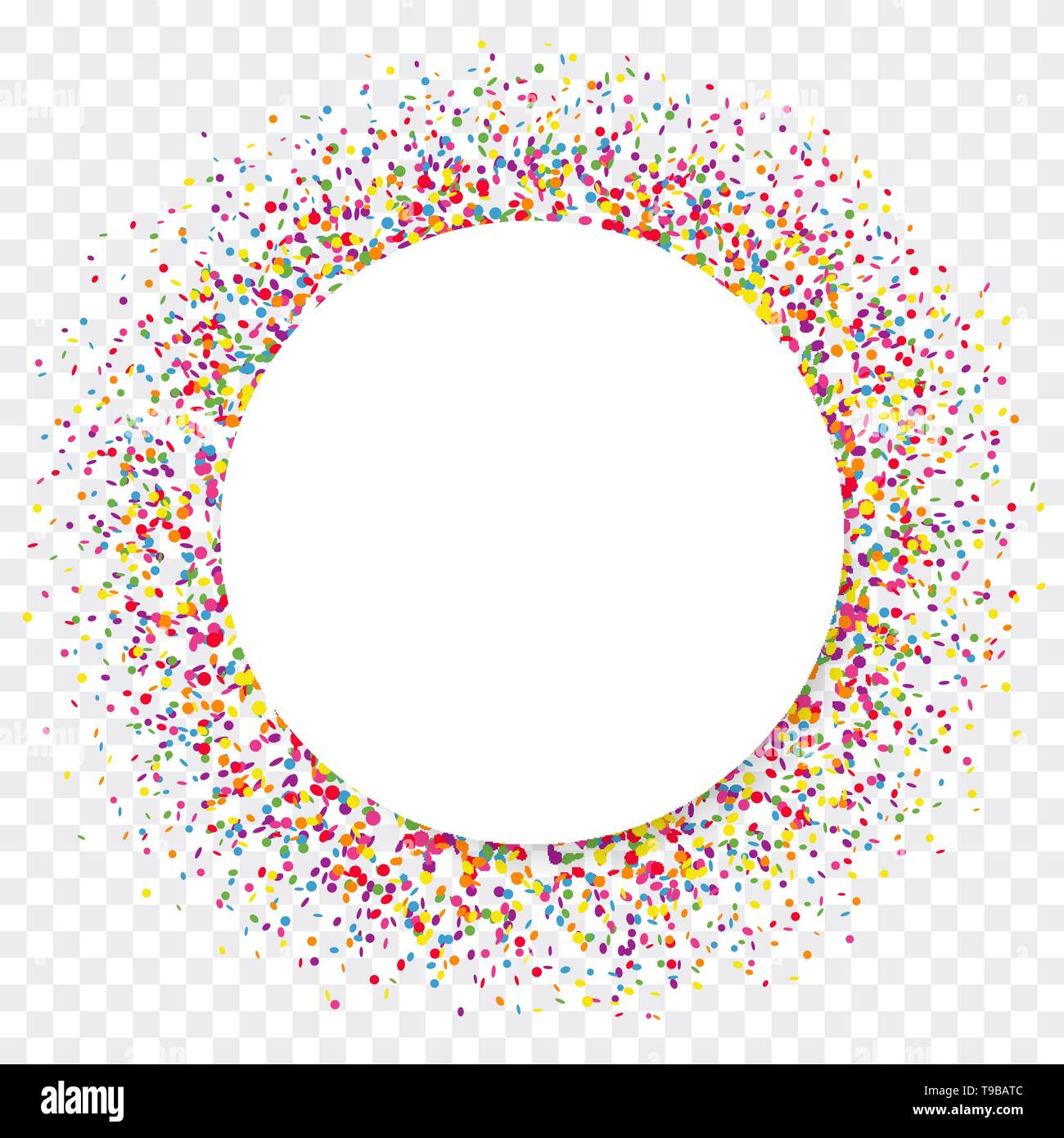 Colorful confetti white paper circle on transparent background Stock Vector