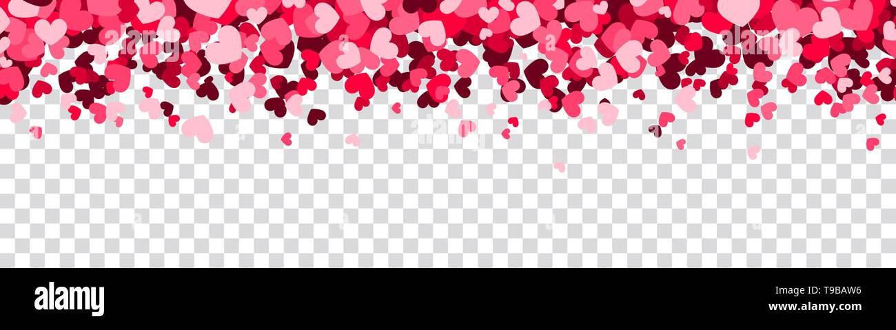 hearts confetti falling on transparent background Stock Vector