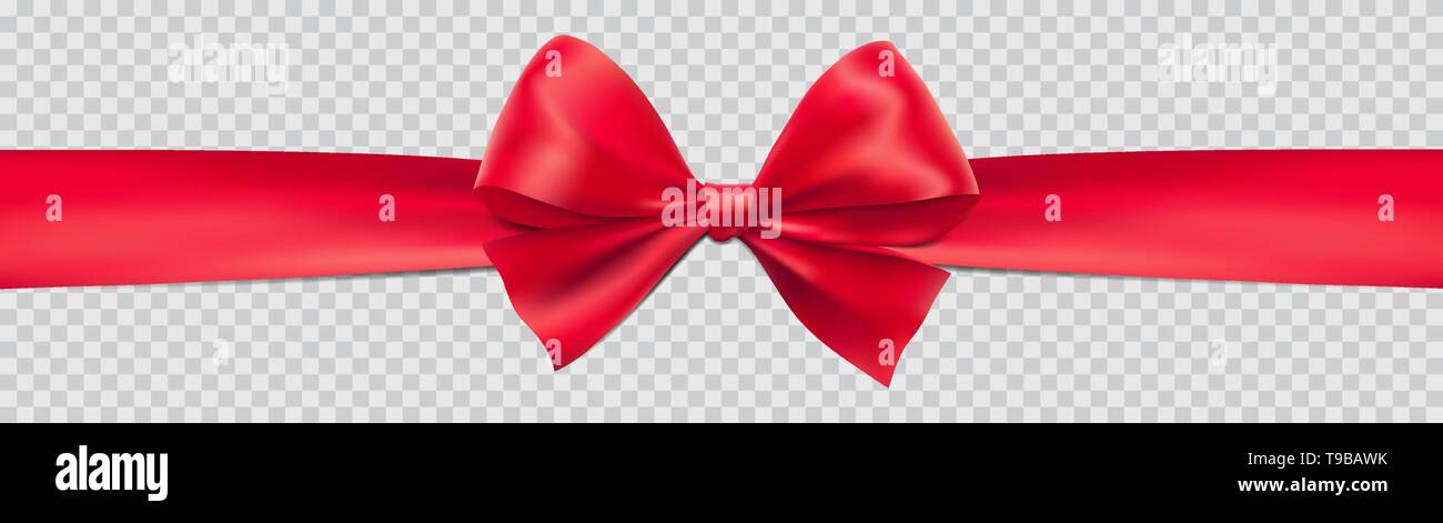Red satin ribbon bow vector transparent background Stock Vector Image ...