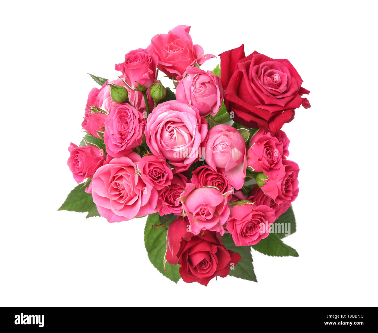 Beautiful bouquet of pink roses on white background Stock Photo - Alamy