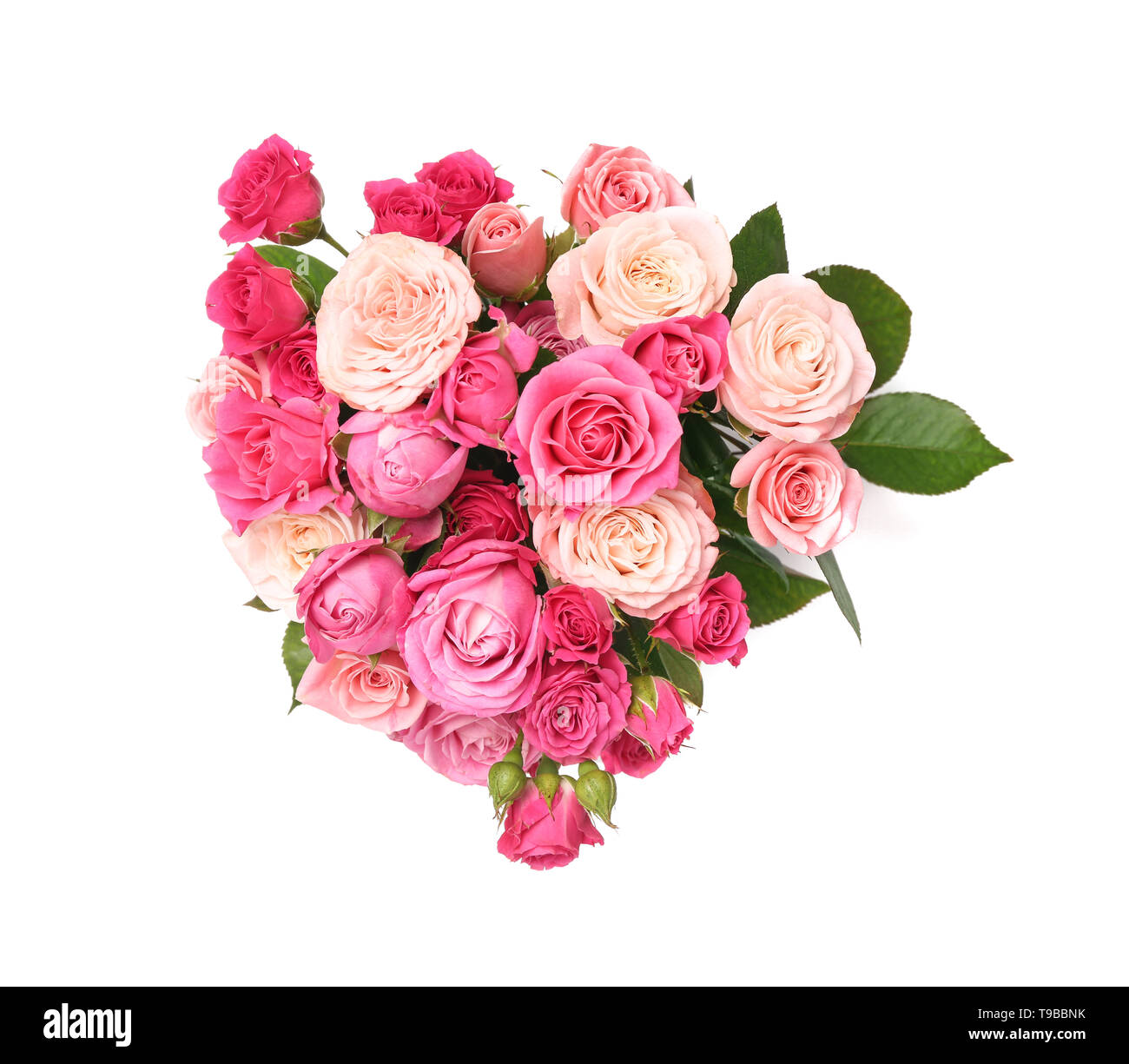 Beautiful bouquet of pink roses on white background Stock Photo - Alamy