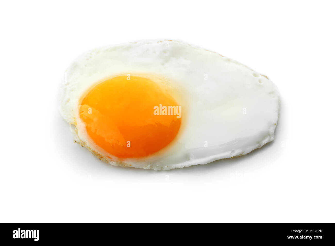 Fried chicken egg on white background Stock Photo - Alamy