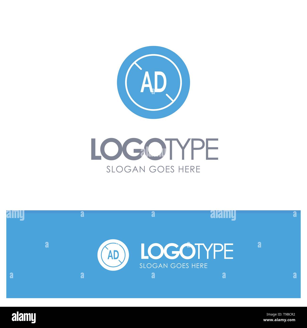 Ad, Blocker, Ad Blocker, Digital Blue Solid Logo with place for tagline Stock Vector