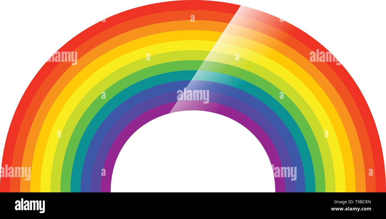 Rainbow illustration with gloss, shiny effect. Rainbow element on white Stock Vector