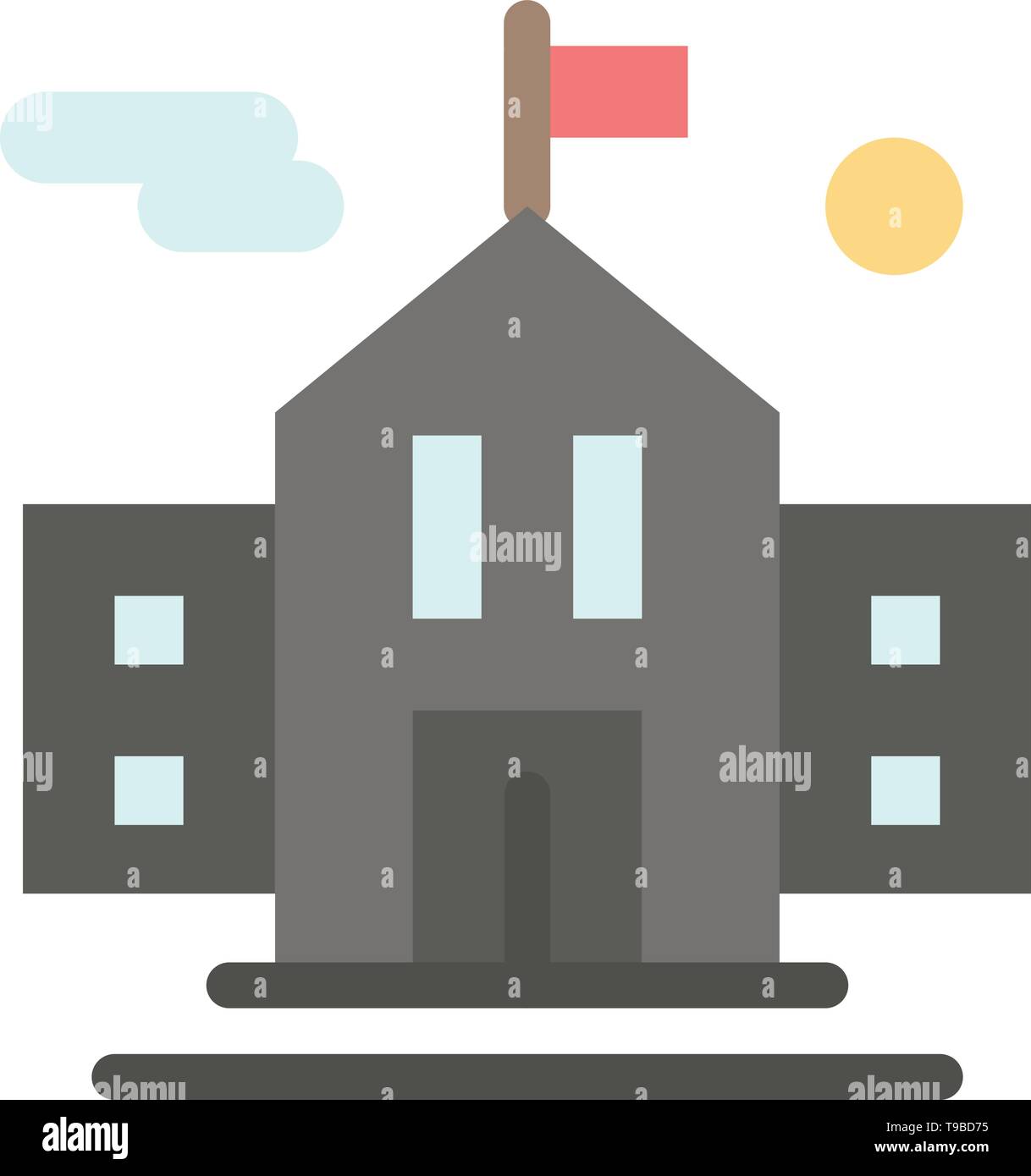 School Flag Education Flat Color Icon Vector Icon Banner