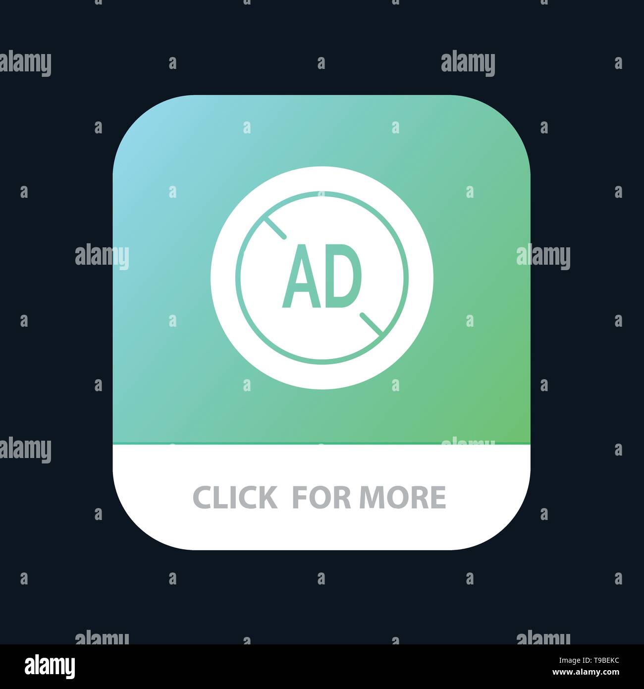 Ad, Blocker, Ad Blocker, Digital Mobile App Button. Android and IOS Glyph Version Stock Vector